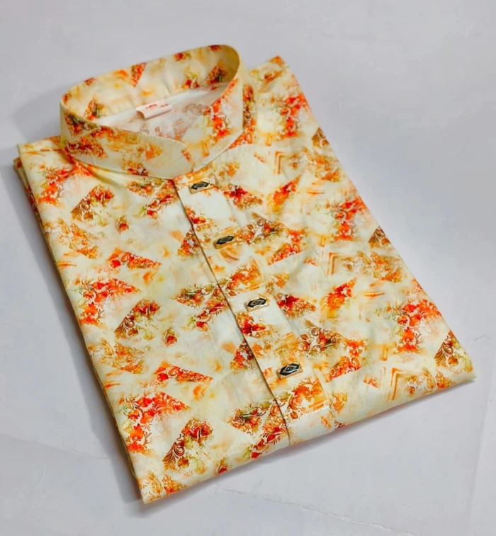 Cotton Punjabi Yellow Orange
