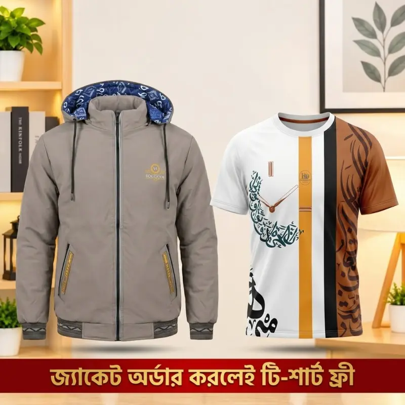 জ্যাকেট টি শার্ট কম্বো খাকি গ্রীন
