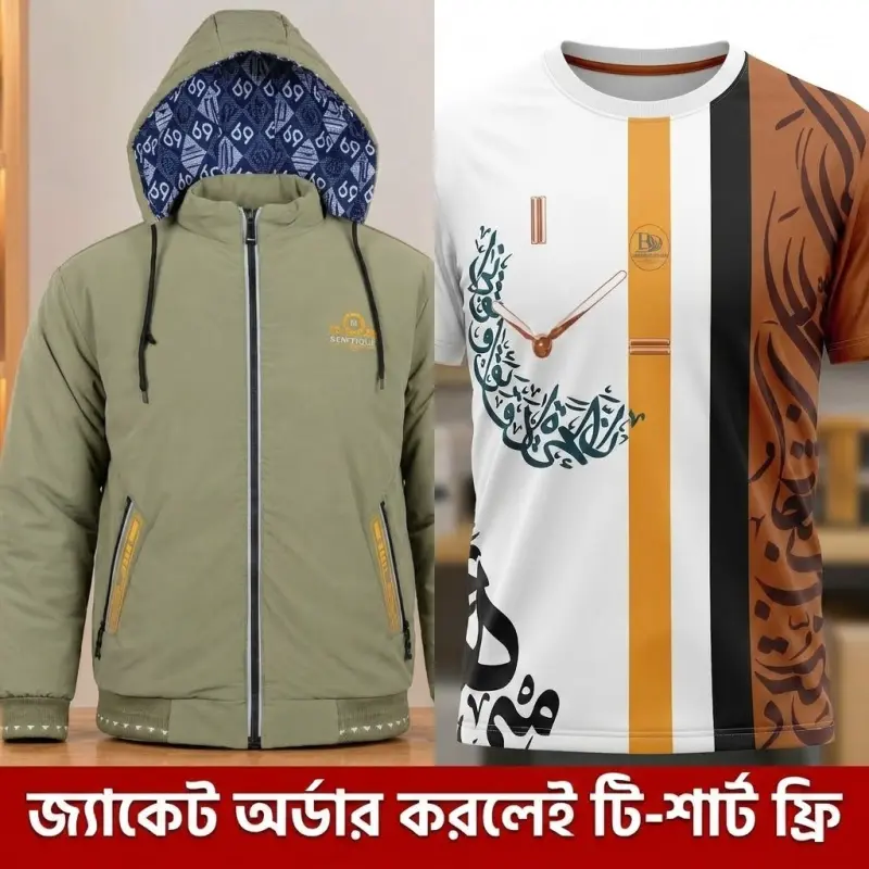 জ্যাকেট টি শার্ট কম্বো ব্রাউন