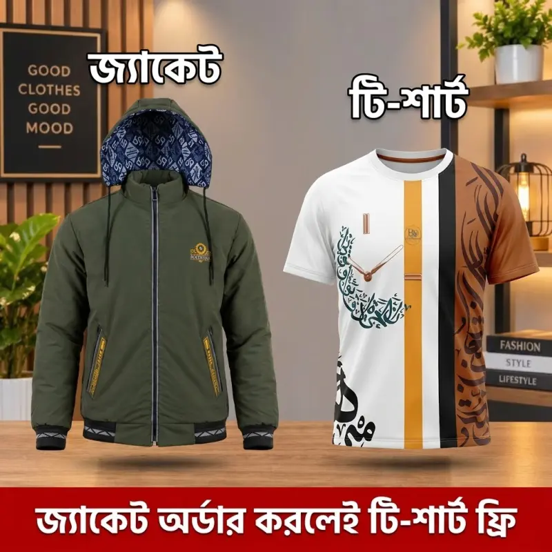 জ্যাকেট টি শার্ট কম্বো অলিভ