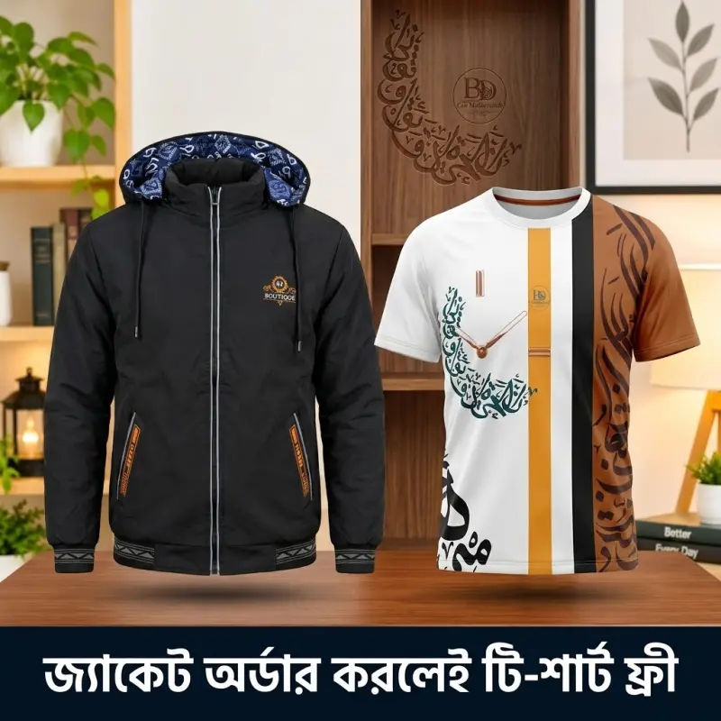জ্যাকেট টি শার্ট কম্বো কালো